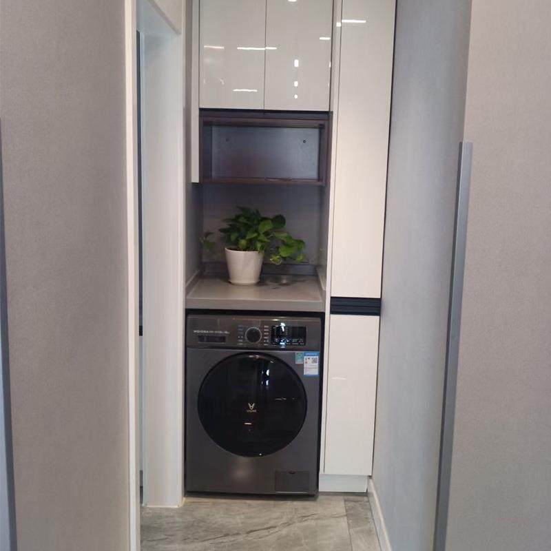 直销新款洗衣机烘干机组合柜阳台滚筒双机伴侣一体柜轻奢岩板洗手