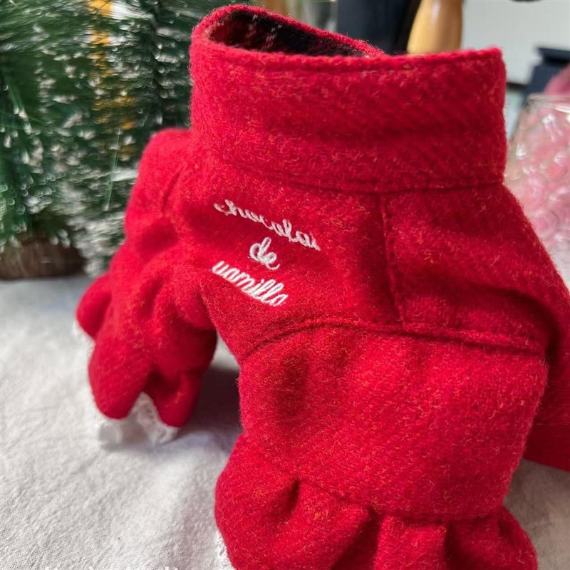 现可定制猫狗红色大衣外套服装圣诞春节节假日服装马尔济斯