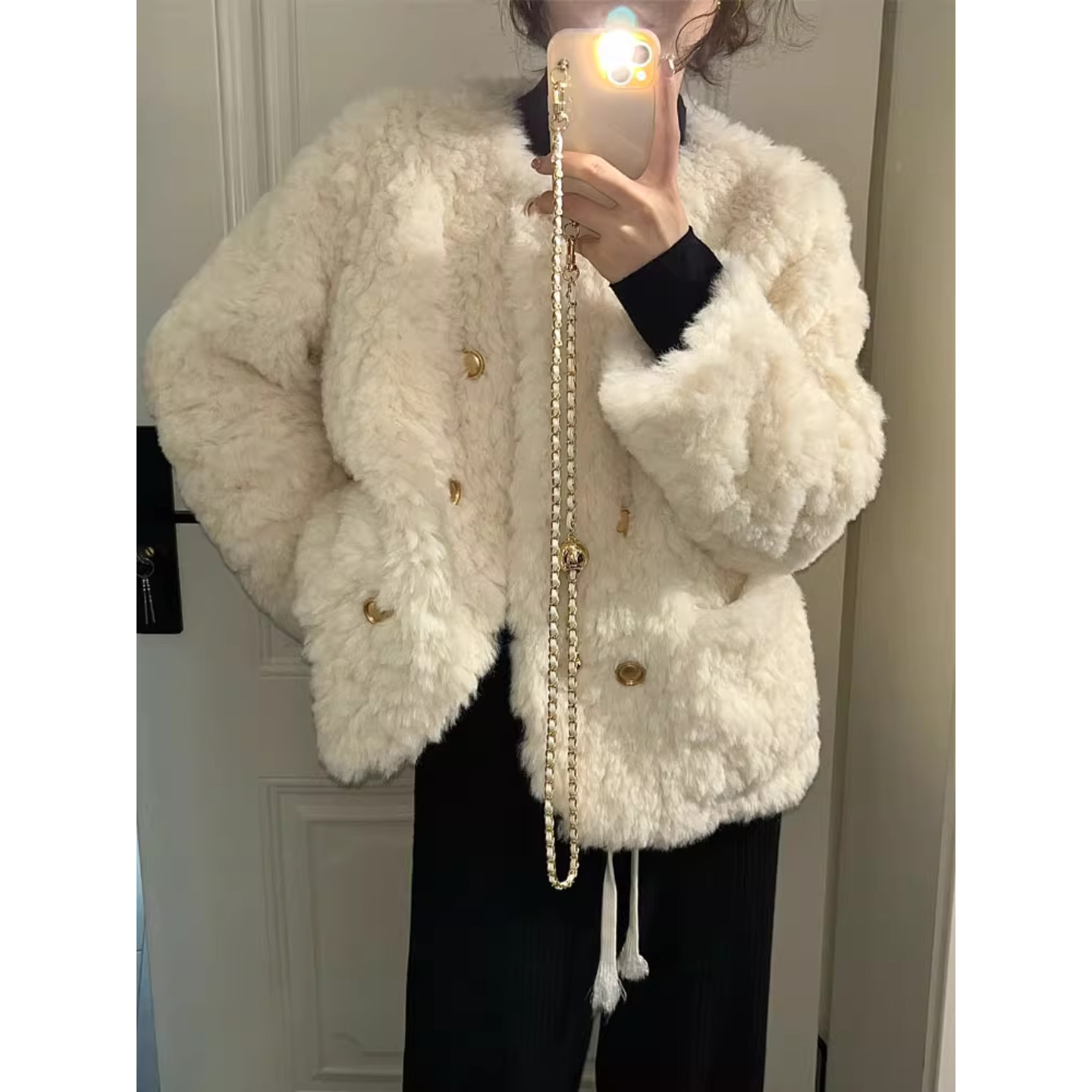 小香风羊羔毛外套女秋冬新款小个子宽松加厚加棉白色毛毛上衣棉服,女装/女士精品,棉衣/棉服,淘宝优惠券,粉丝福利购,淘宝优惠卷