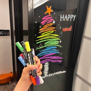 圣诞节装饰diy玻璃门场景布置彩绘圣诞树窗户镜子可擦液体粉笔