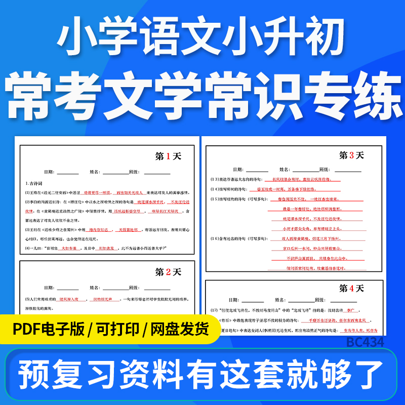2025小学语文小升初常考文学常识专练练习题电子版资料
