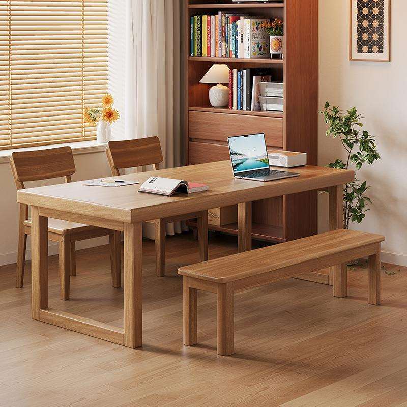 客厅实木大长书桌胡桃木大板桌家用阅读学习桌工作台书桌餐桌一体