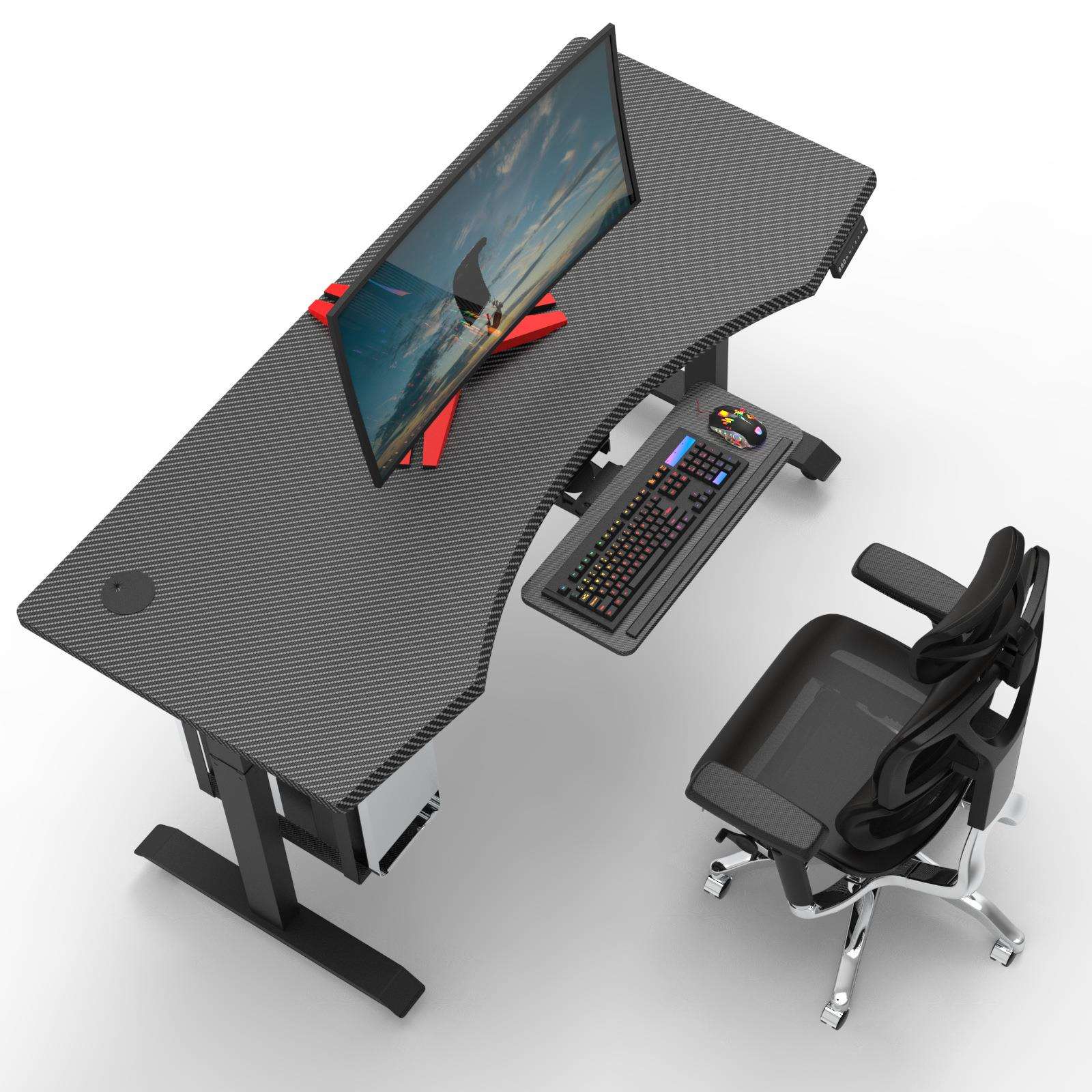 电动升降桌智能站立式可调节家用办公碳纤维电竞桌直播台式电脑桌