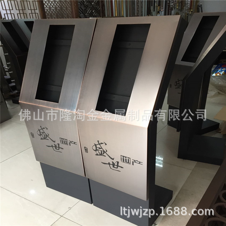 广州盛世地产不锈钢门口机立柱金属仿古铜门禁主机不锈钢支架厂家