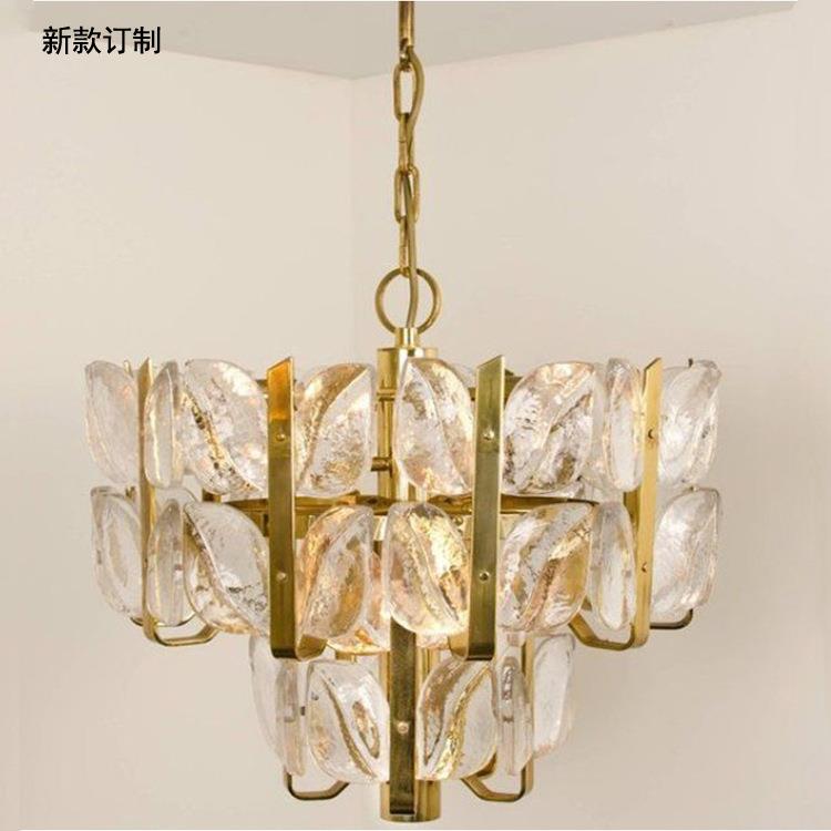 吊灯新款手工玻璃双胞胎树叶后现代轻奢样板房极简