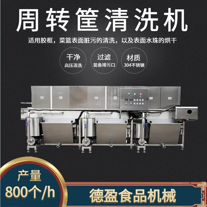 德盈全自动洗框机高压喷淋去油污周转筐清洗机隧道式周转筐清洗机