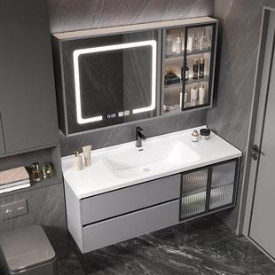 新款卫生间浴室柜陶瓷一体盆实木智能洗手洗脸台盆柜组合落地式洗