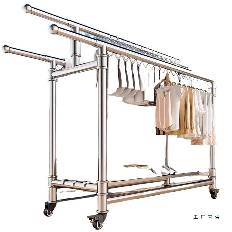 不锈钢晾衣架落地可移动晒被晾衣杆伸缩折叠晾晒架晾衣架晾衣杆图片