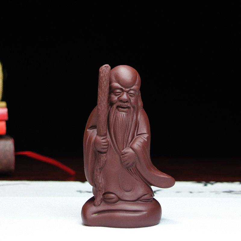宜兴紫砂茶宠摆件雕塑茶玩一件批发精品手工寿星