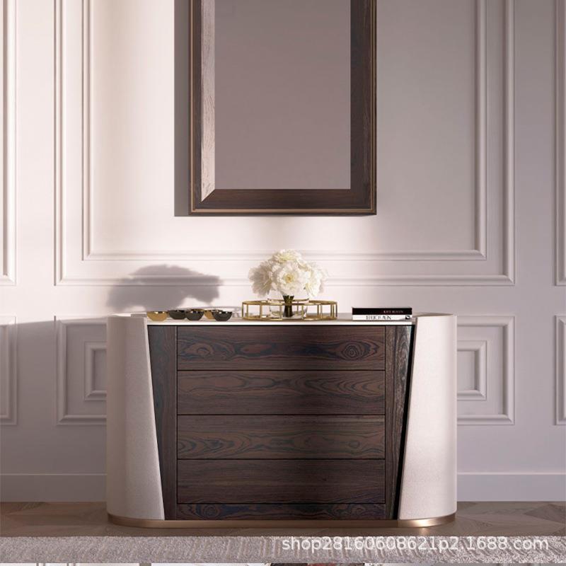 意式轻奢餐边柜客厅隔断柜现代简约大理石餐边柜储物柜高档餐边柜