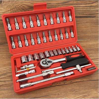 套筒扳手工具套装组合小飞棘轮扳手汽修小套筒工具46件套装工具