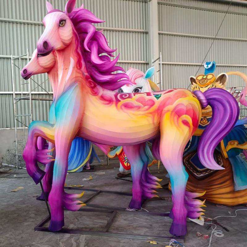 花灯马制作2026马年大型春节花灯彩灯造型景区商场美陈装饰