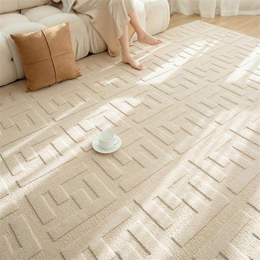 客厅卧室大地毯防滑软装简约轻奢奶油威尔顿机织纺织防水防污免洗