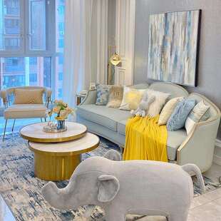 美式简约实木布艺沙发法式现代轻奢设计师时尚客厅别墅全屋家具