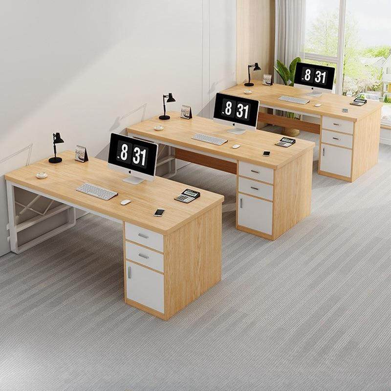 简约现代办公室职员工位电脑桌多格储物柜抽屉办公桌1人位工作桌