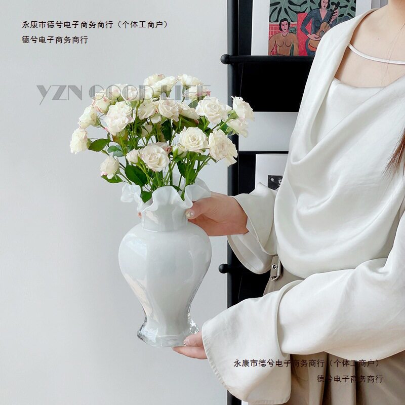 简约轻奢餐桌法式中顿复古玻璃装饰古芬水培花瓶摆件鲜花家居包邮