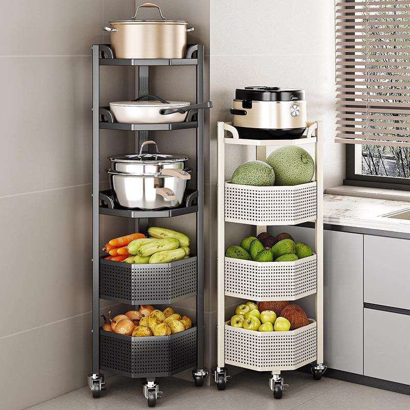 厨房三角可移动置物架多层转角水果蔬菜收纳篮子锅具多功能收纳架