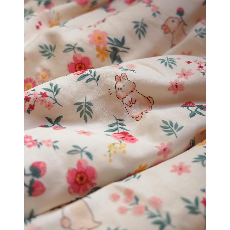 A5L花枝小兔~丨纯棉双层纱法式复古花边四件套床单被套兔年床品套