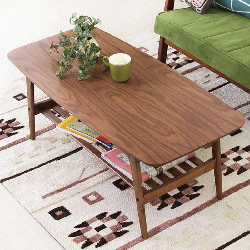 北欧舒适橡木小户型长方形圆角茶桌全实木茶几现代简约客厅茶桌