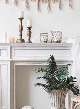 法式复古实木壁炉装饰柜欧美式黑白色假壁炉置物架民宿摄影道具