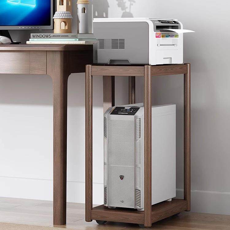 实木电脑主机托架移动底座台式机箱置物架放置打印机架子