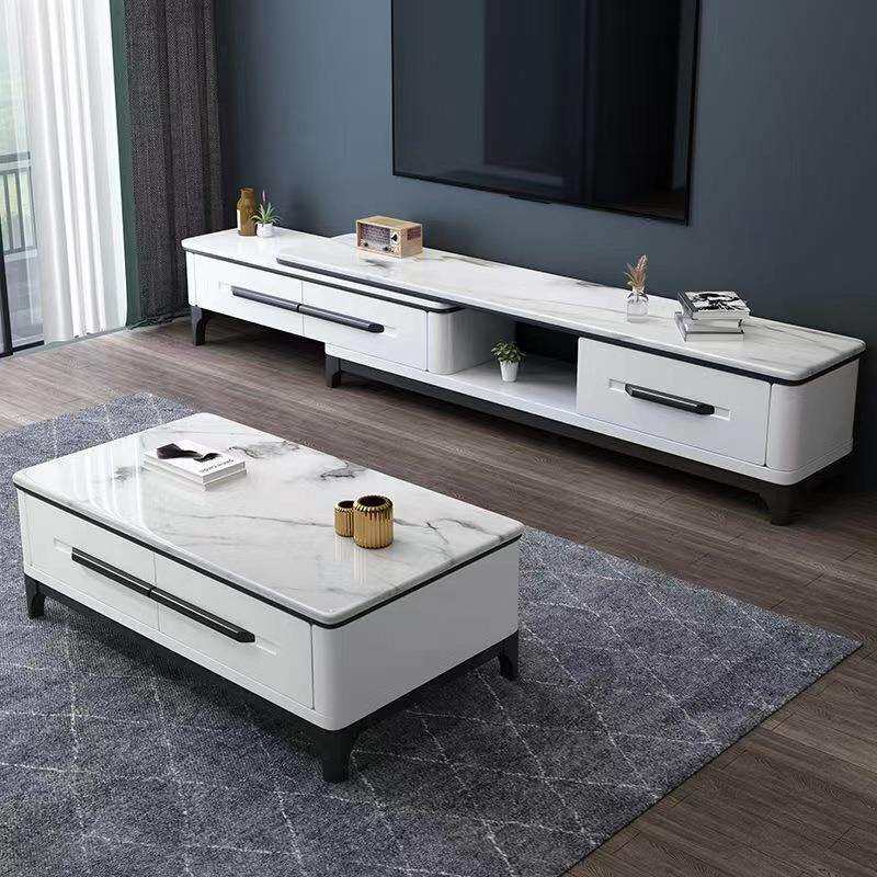 岩板茶几电视柜组合现代简约轻奢小户型客厅电视剧卧室伸缩茶几桌