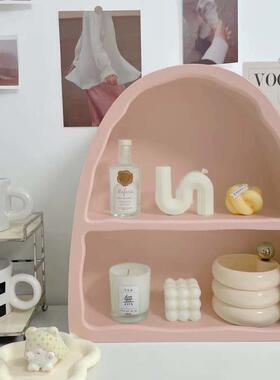 法式奶油风壁柜多巴胺杯架玄关摆件白色拱形柜子