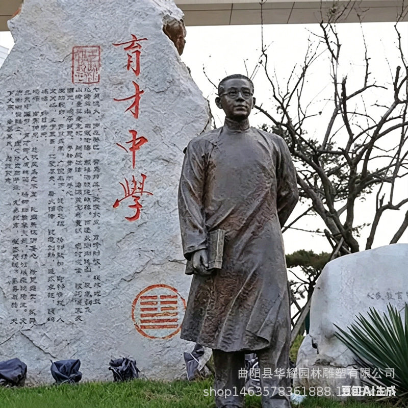 铸铜人物陶行知雕像校园文化名人雕塑金属铸造户外广场装饰肖像