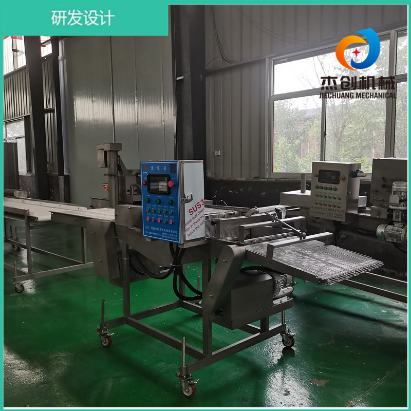 全自动鱼排上浆机器 调速式鱼排上糠机 小型竹夹鱼排裹糠机