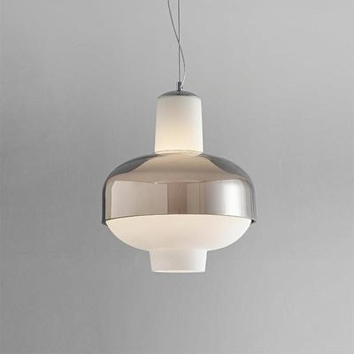 法式奶油风餐厅吧台单头玻璃吊灯北欧设计师玄关走廊过道吊线灯具