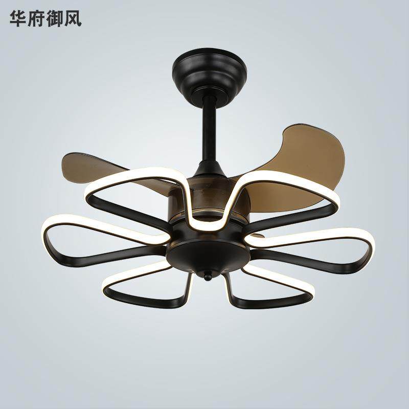 餐厅简约风扇灯客厅灯具静音带led灯家用ABS卧室吊灯北欧吊扇灯
