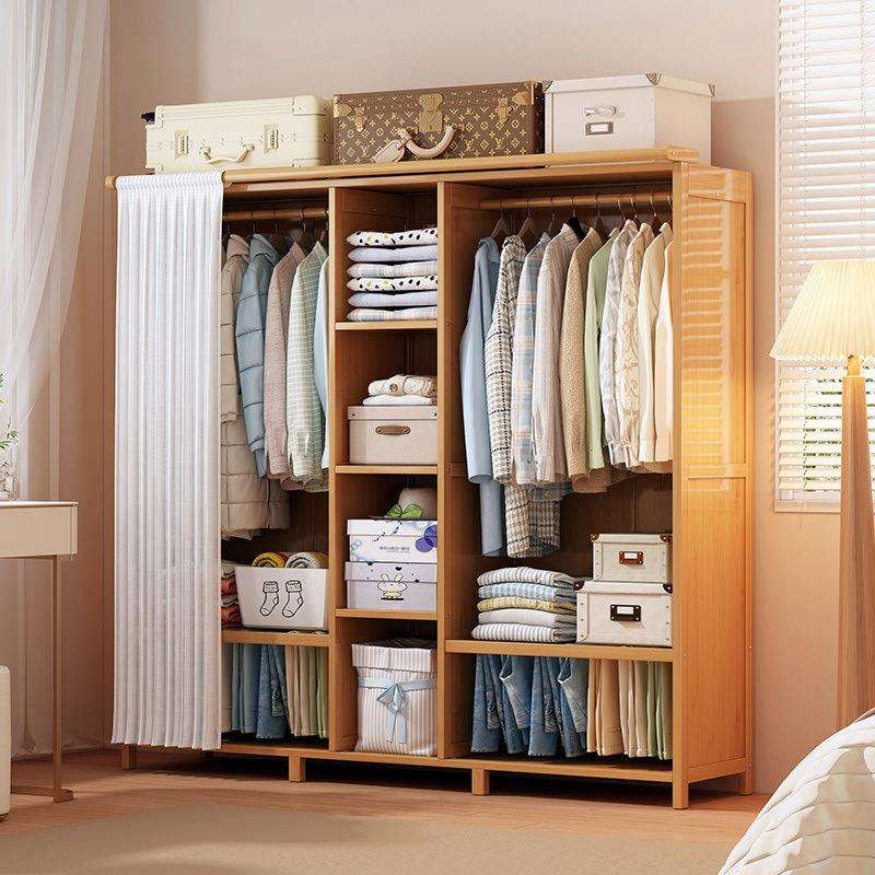 简易衣柜出租房防尘经济型结实耐用挂衣橱带遮挡帘卧室大容量直发