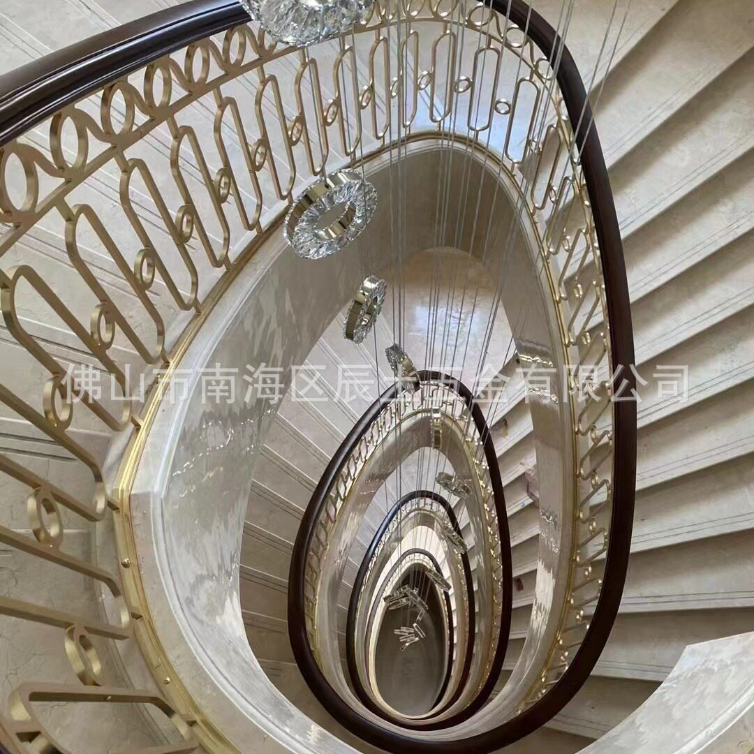 楼梯扶手铜楼梯扶手铝镀金连体护栏欧式连体护栏中式楼梯扶手