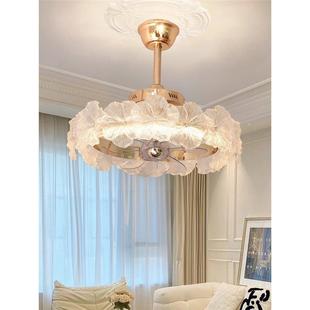 花瓣卧室风扇灯吊扇灯轻奢法式护眼客厅吸顶灯电扇灯一体2025新款