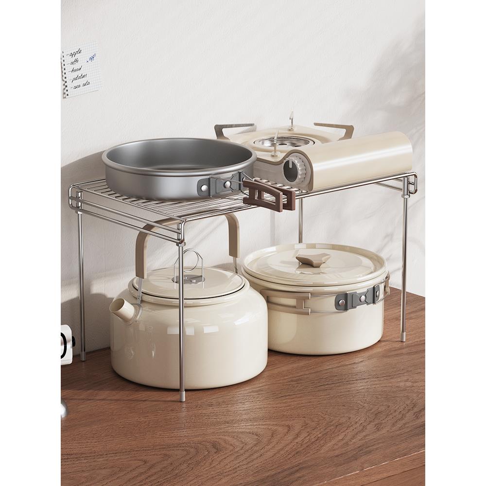 cs304不锈钢微波炉架子厨房置物架台面烤箱收纳架储物架橱柜分层