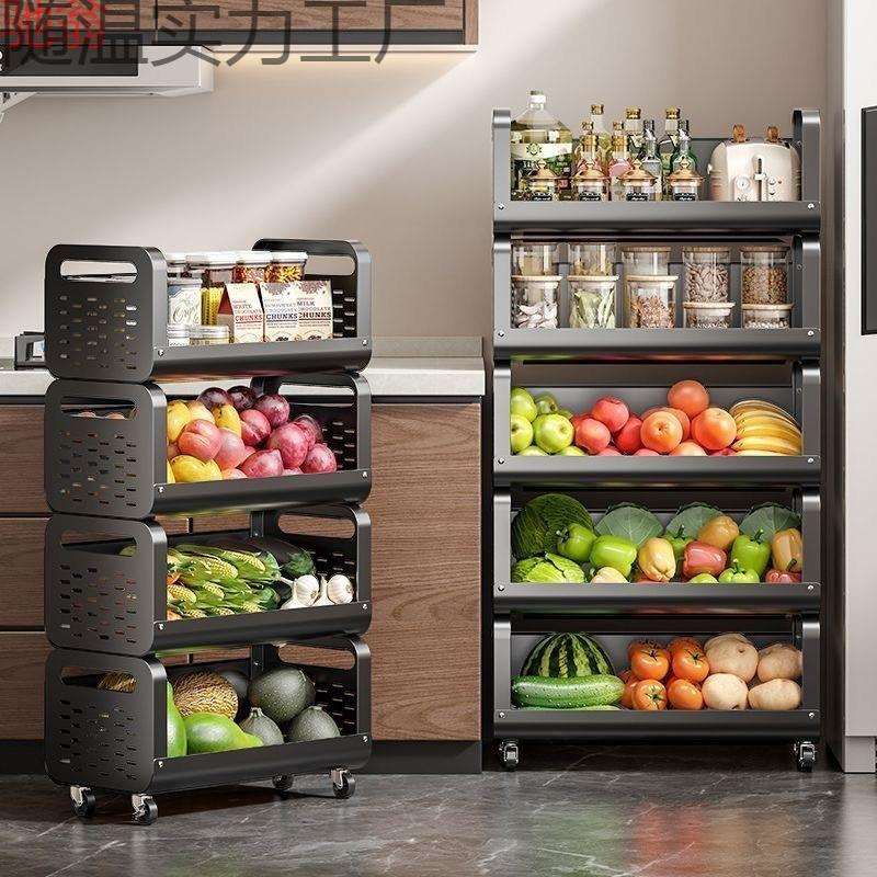 厨房置物架落地瓜果蔬菜小推车多层带轮储物架家用菜篮子果蔬收纳