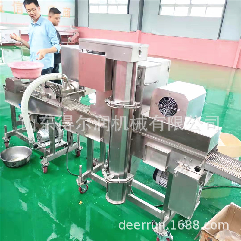 炸鸡块裹面包糠机器 小银鱼上浆上糠机 隧道式上撒下粘 裹涂均匀