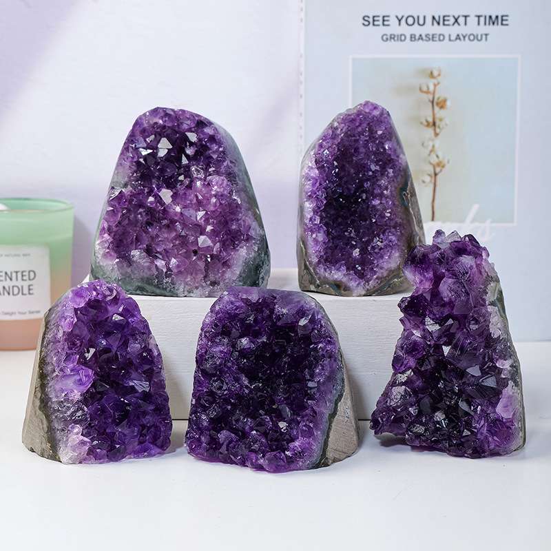 天然水晶乌拉圭紫水晶簇摆件紫晶镇矿标家居办公桌面装饰摆件