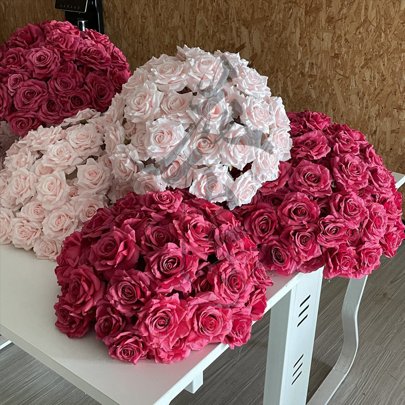 新品韩系婚礼舞台布置玫瑰花花球家居布置婚房装饰仿真花球成品