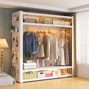 衣柜衣架货架防尘帘开放式衣帽间卧室简易角钢家用落地多层置物架