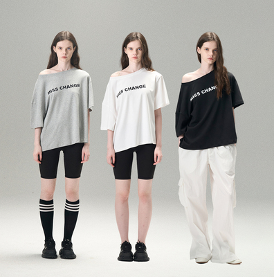 MISSCHANGE设计师品牌 美式复古字母印花短袖T恤女宽松显瘦上衣