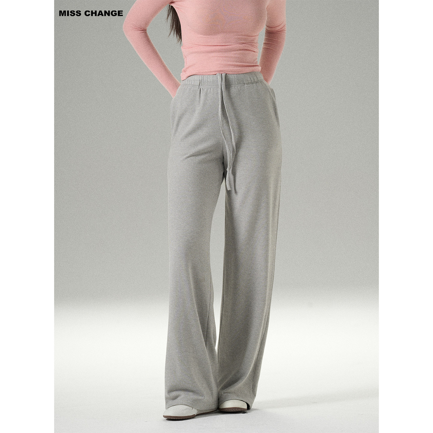 MISSCHANGE设计师品牌 美式复古加绒阔腿休闲裤女显瘦直筒拖地裤