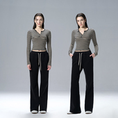 MISS T恤 长袖 CHANGE设计师品牌 天丝条纹亨利领修身