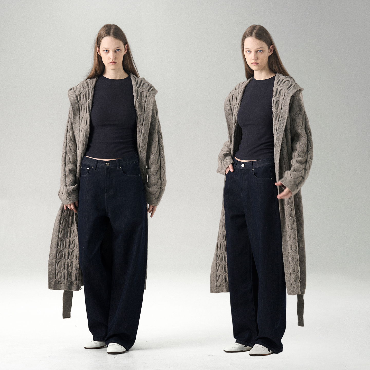 MISS CHANGE 廓形丹宁蓝高腰阔腿牛仔裤女显瘦大长腿松弛老钱风