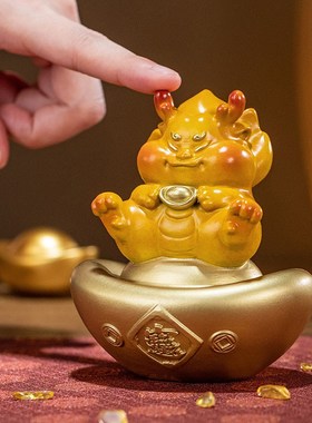朱炳仁铜 龙腚发财装饰摆件卡通龙年生肖铜装饰摆件生日闺蜜礼物