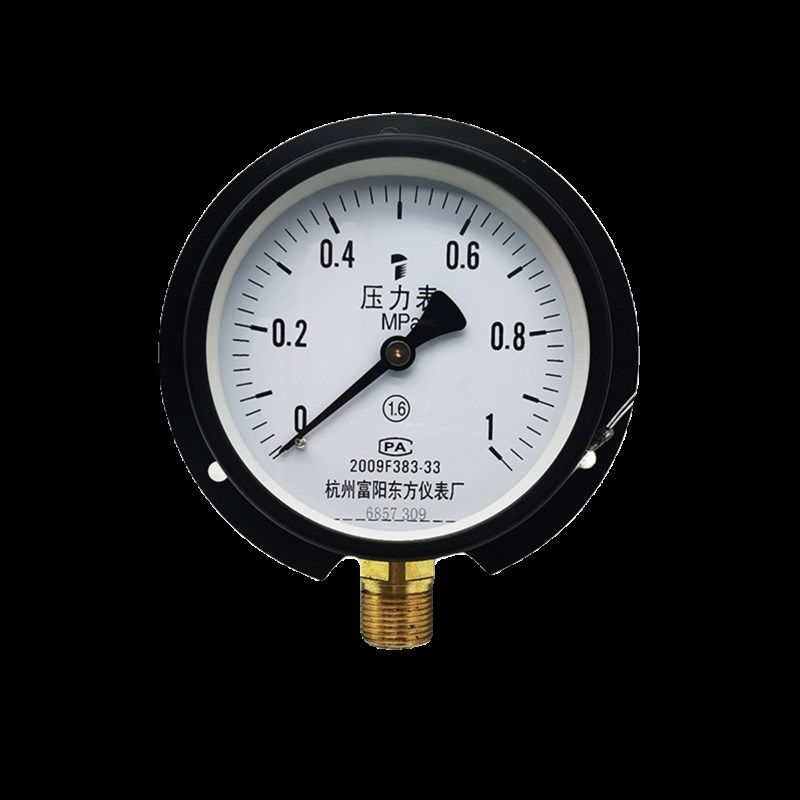 杭州富阳东方Y-100T船用普通压力表径向带后边真空压力表YC黑盘订