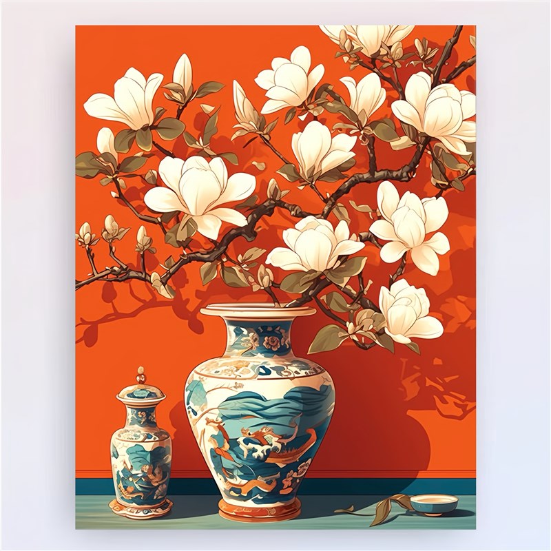 新款数字油画diy填色画手绘花卉风景创意手工涂色客厅丙烯装饰画图片