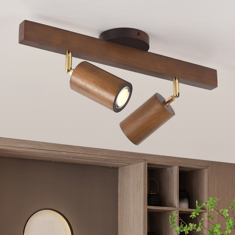 实木led明装射灯商铺服装店家用背景墙吸顶式轨道灯聚光店铺商用