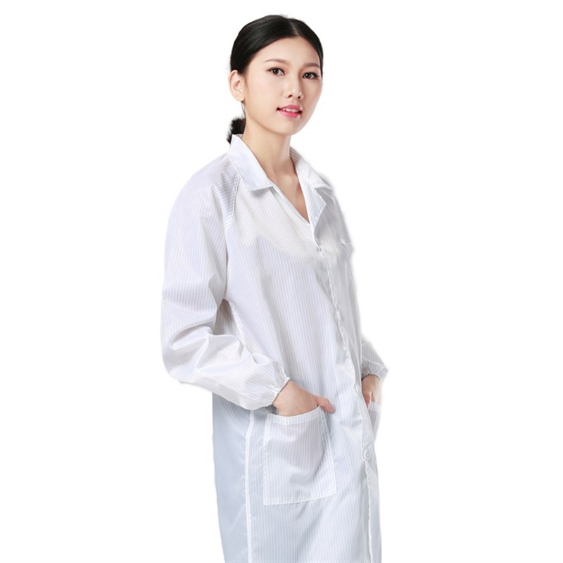 静电衣无尘服防静电上衣大褂蓝色白色车间工作服长款食品电子厂服