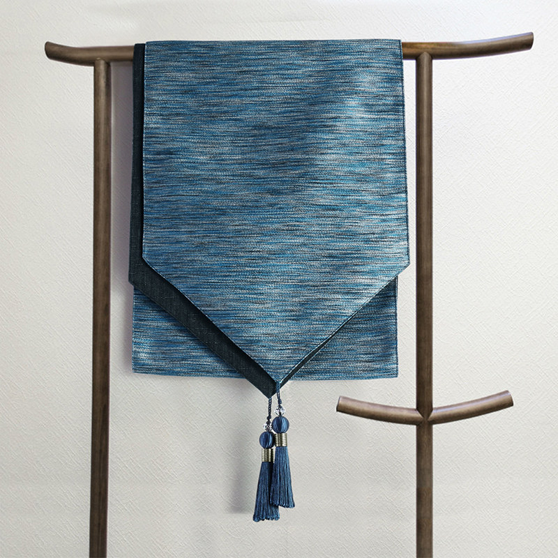 桌旗中式禅意茶席布蓝色餐旗茶室茶巾古琴长条茶旗布餐桌茶桌盖巾